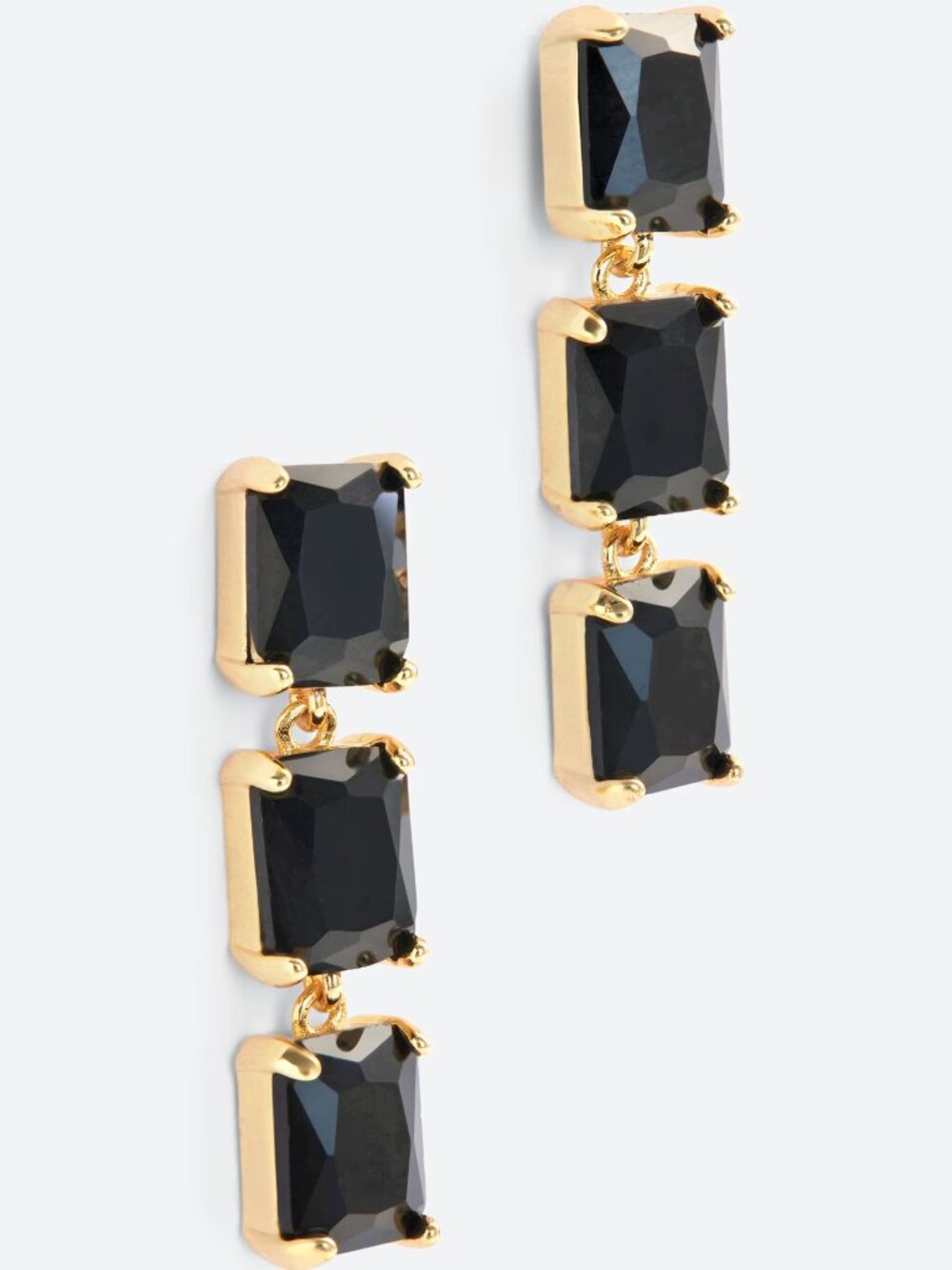 Panacea Black Crystal Linear Square Earrings Gold Tone Stitch Fix